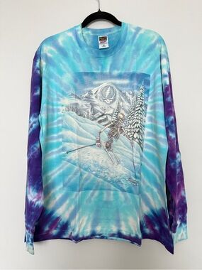 Vintage Grateful Dead “Powder Man” Tie-Dye Skeleton Ski Long Sleeve Men Size XL